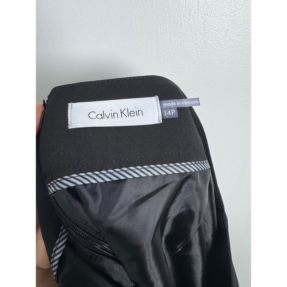 Professional Calvin Klein Womens 14P Pencil Skirt Blk Stretch Career Knee Length - Picture 3 of 12